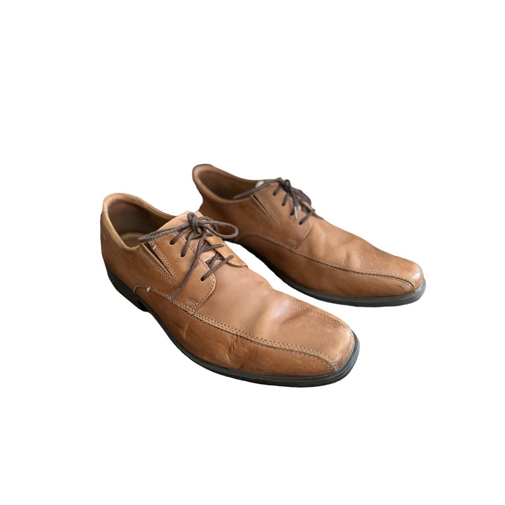 Clarks Tilden Walk Oxford Dress Shoes Lace Up Tan Leather Men's 11.5 M USED - Picture 2 of 7